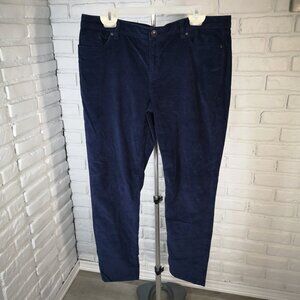 Lauren Conrad Ladies Size 16S Navy Zipper & Button Closure Soft Corduroy Pants